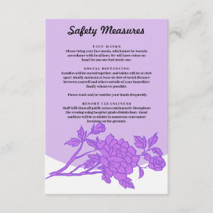 Tarjeta De Recepción Moda Medidas de Seguridad Morada Floral