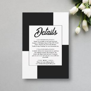 Tarjeta De Recepción Moda Mínima Blanca Y Negra Boda Moderno Sencillo