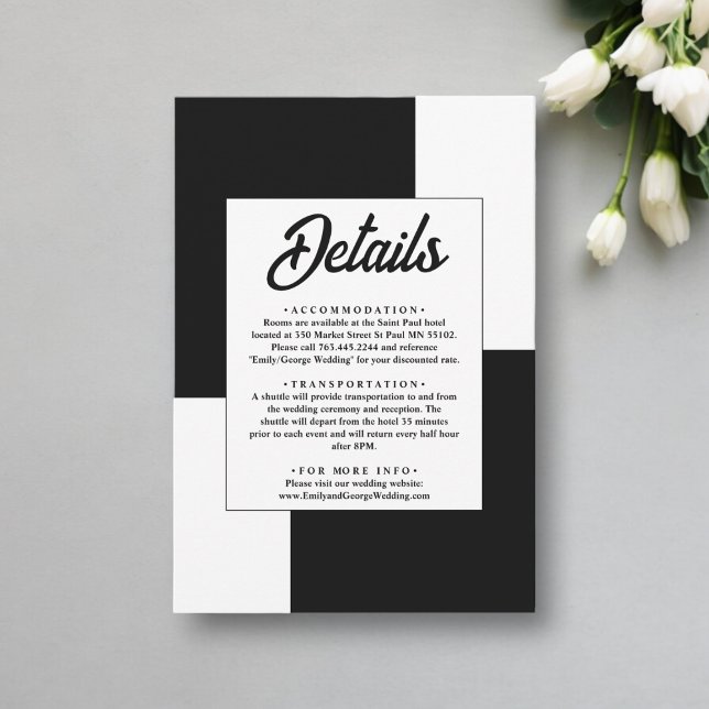 Tarjeta De Recepción Moda Mínima Blanca Y Negra Boda Moderno Sencillo (Subido por el creador)