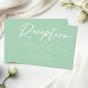 Tarjeta De Recepción Moda Mint Green Typography Wedding Reception