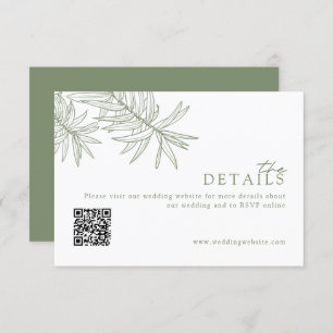 Tarjeta De Recepción Moda Modern Sage Green Boda Web/Detalles