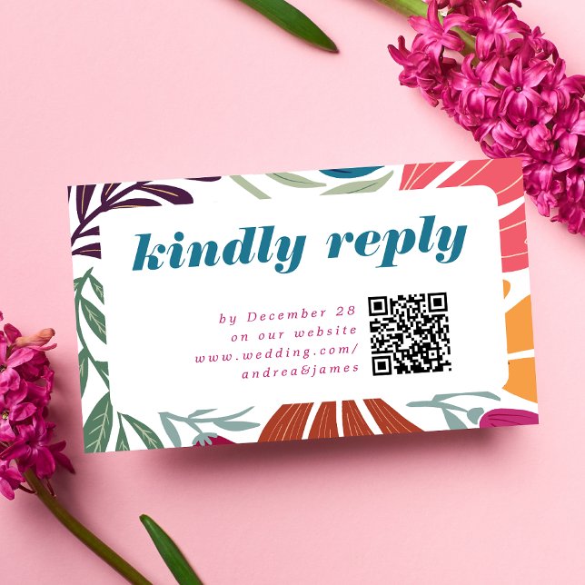 Tarjeta De Recepción Moda moderna Brillante Negrita Boda Floral Retro R (Subido por el creador)