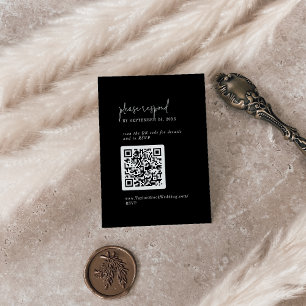 Tarjeta De Recepción Moda moderna Código QR negro oscuro RSVP