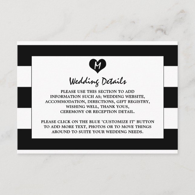 Tarjeta De Recepción Moda moderna Detalle de Bodas en blanco y negro (Anverso)
