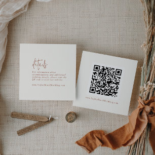 Tarjeta De Recepción Moda moderna Detalles del código QR Boho Cream