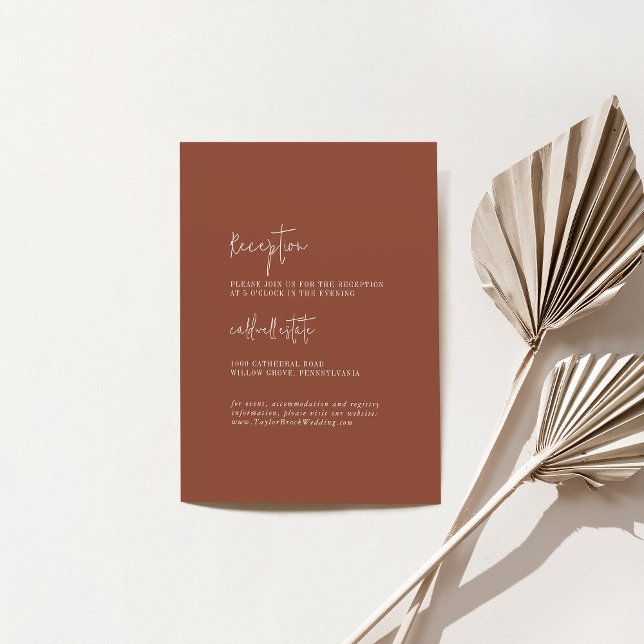 Tarjeta De Recepción Moda moderna Teracotta Rust Wedding (Subido por el creador)