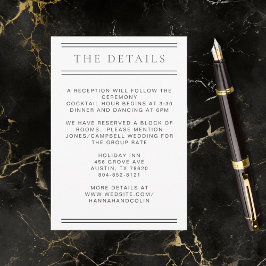 Tarjeta De Recepción Moda moderna Tipografía en blanco y negro