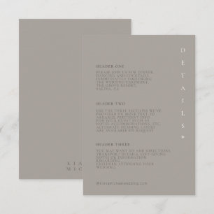Tarjeta De Recepción Moda Neutrales Boda Detalles Taupe ID1020
