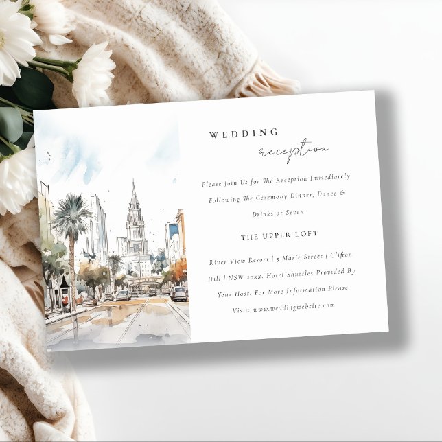 Tarjeta De Recepción Moda Orlando Florida Skyline Wedding Reception (Subido por el creador)