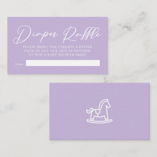 Tarjeta De Recepción Moda Pastel Purple Baby Shower Diaper Raffle (Anverso / Reverso)