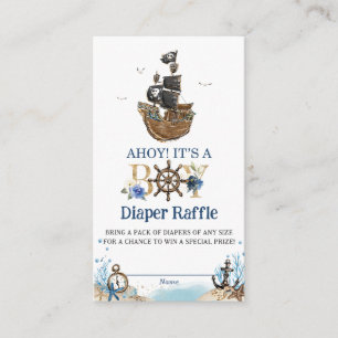 Tarjeta De Recepción Moda Pirata Náutico Ahoy es un chico Diaper Raffle