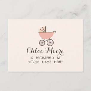 Tarjeta De Recepción Moda Pram Chica Baby Shower Registry Insert Card