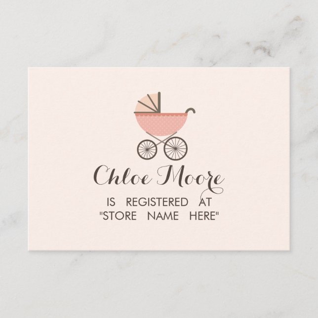 Tarjeta De Recepción Moda Pram Chica Baby Shower Registry Insert Card (Anverso)