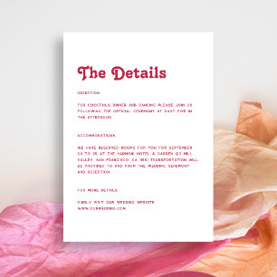 Tarjeta De Recepción Moda Retro Verano brillante Boda rosa caliente Det