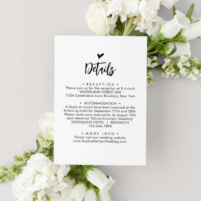 Tarjeta De Recepción Moda Romántico Lovely Heart Script Monograma Boda (Subido por el creador)