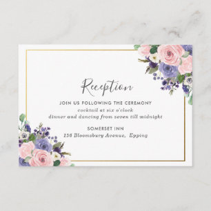 Tarjeta De Recepción Moda Rubor Lavanda rosa Acogida de Boda Floral
