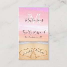 Tarjeta De Recepción Moda Rubor Pink Purple Hearts Sand RSVP