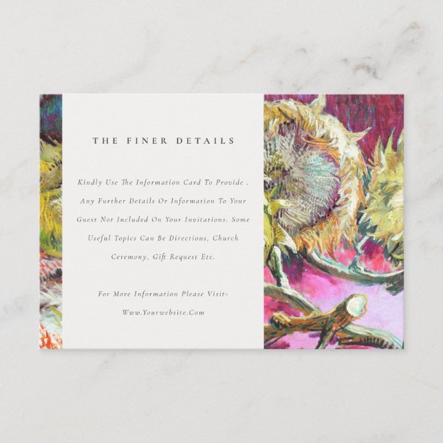 Tarjeta De Recepción Moda Rústica Boda de girasol rosa (Anverso)