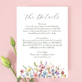 Tarjeta De Recepción Moda Rustica Boda Jardín de Flores Silvestres