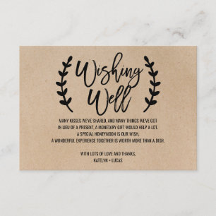 Tarjeta De Recepción Moda Rústica Faux Kraft Boda Desear Bien