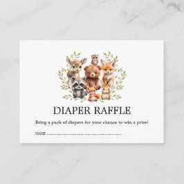 Tarjeta De Recepción Moda Sage Greenery Woodland Animales Diaper Raffle