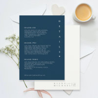 Moda simple Boda detalles azul prusiano ID1046