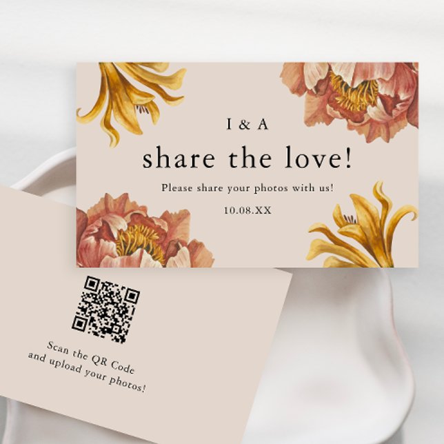 Tarjeta De Recepción Moda simple Boda floral rústico comparte amor (Subido por el creador)