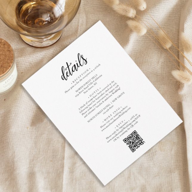 Tarjeta De Recepción Moda Simple Guión Mínimo Detalles del Boda de códi (Subido por el creador)