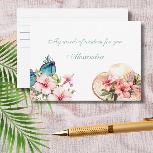 Tarjeta De Recepción Moda Tropical Pink Floral Beach Bridal Shower (Subido por el creador)