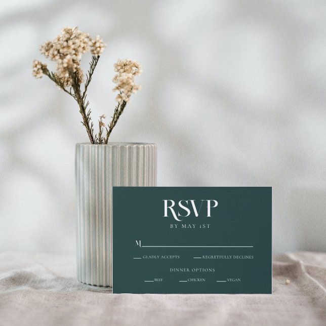 Tarjeta De Recepción Moda verde esmeralda moderna Boda de texto audaz R (Subido por el creador)
