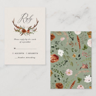 Tarjeta De Recepción Moda verde salchicha de presupuesto elegante boda 