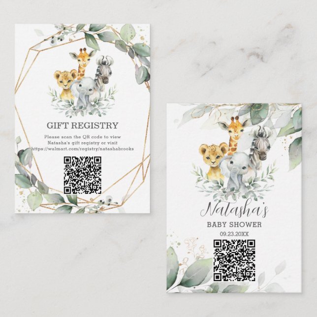 Tarjeta De Recepción Moda Verdor Jungla Animales Nacidos Registro de Re (Anverso / Reverso)