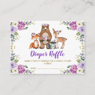 Tarjeta De Recepción Moda Woodland Morple Floral Baby Diaper Raffle