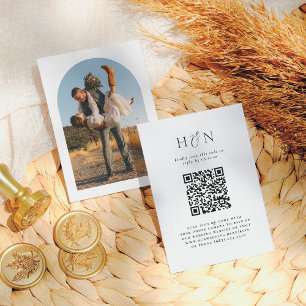 Tarjeta De Recepción Modern Arch Photo Ampersand QR Code Wedding RSVP