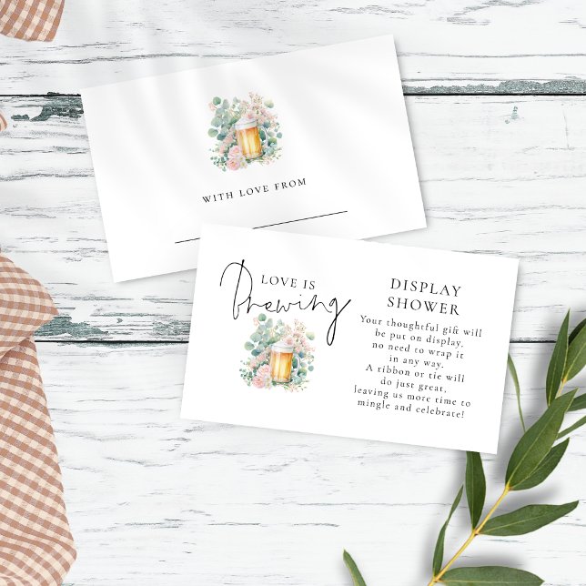 Tarjeta De Recepción Modern Beer Love Brewing Display Bridal Shower (Front and back view)