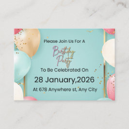 Tarjeta De Recepción Modern Birthday Party Invitation || Customizable
