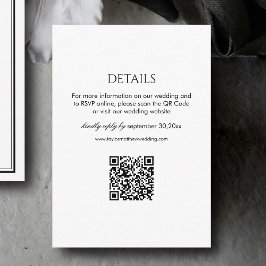 Tarjeta De Recepción Modern Black and White Wedding Details Qr Code