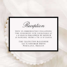 Tarjeta De Recepción Modern Black Border Wedding Reception