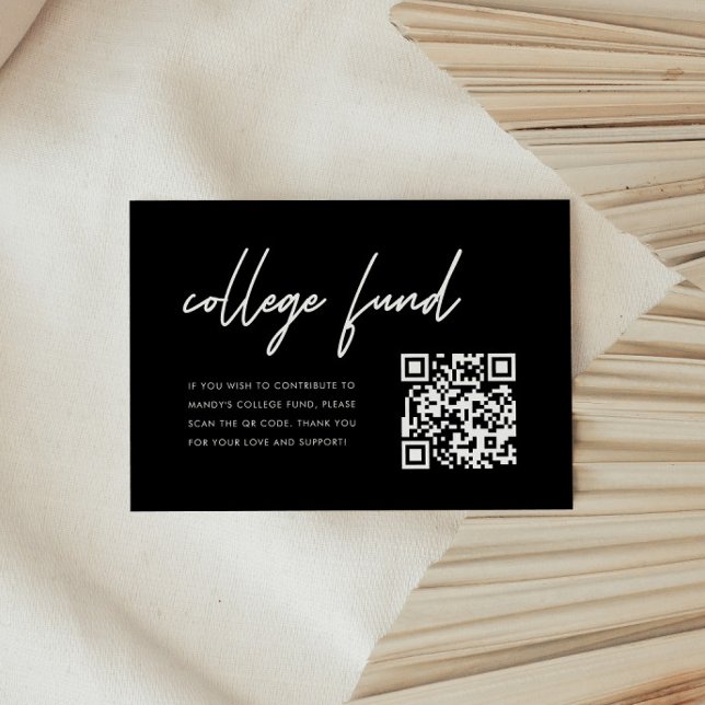 Tarjeta De Recepción Modern Black Graduation College Fund QR Code (Subido por el creador)
