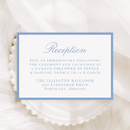 Tarjeta De Recepción Modern Blue Border Wedding Reception
