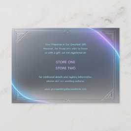 Tarjeta De Recepción Modern Blue Gray Purple Electric Neon Glow Wedding