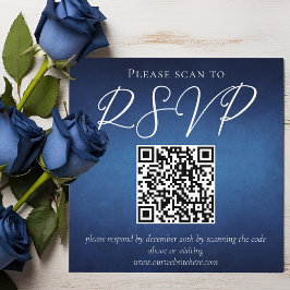 Tarjeta De Recepción Modern Blue Minimalista Waterfront Wedding RSVP