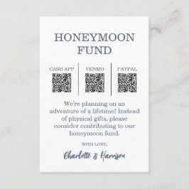 Tarjeta De Recepción Modern Blue Wedding Honeymoon Fund