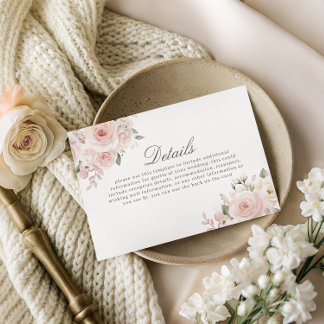 Tarjeta De Recepción Modern Blush Botanical Wedding Details
