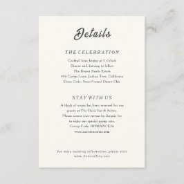 Tarjeta De Recepción Modern Bohemian Desert Romance | Enclosure Card