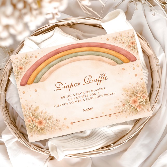 Tarjeta De Recepción Modern Boho Rainbow Diapper Raffle (Subido por el creador)