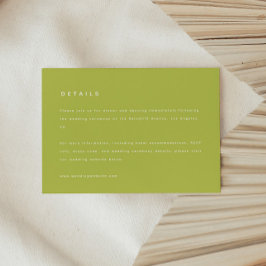 Tarjeta De Recepción Modern Bold Lime Green Wedding Details