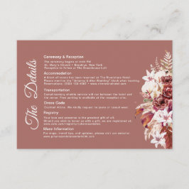 Tarjeta De Recepción Modern Burgundy QR Code Wedding Details