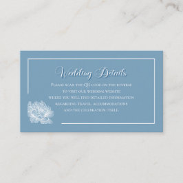 Tarjeta De Recepción Modern Calligraphy Dusty Blue QR Info Wedding