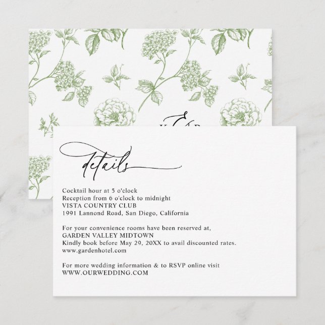 Tarjeta De Recepción Modern Calligraphy Script Simple Wedding Details (Anverso / Reverso)
